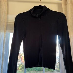 Abercrombie & Fitch Black Soft Ribbed Top with zipper detail